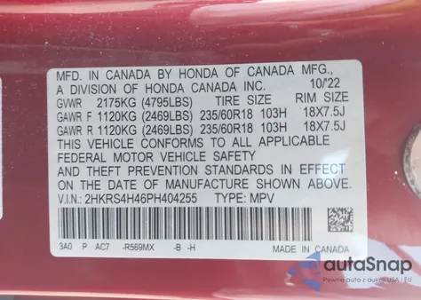 2023 Honda Cr-V Ex Awd из США, поврежденный, VIN 2HKRS4H46PH404255